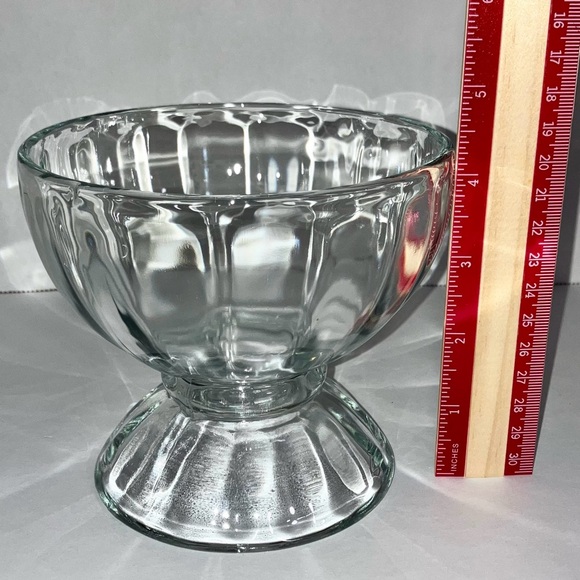 VTG Libbey Ribbed Optic Compote Dessert Ice Cream Pedestal Bowl Candy Dish - Picture 4 of 6